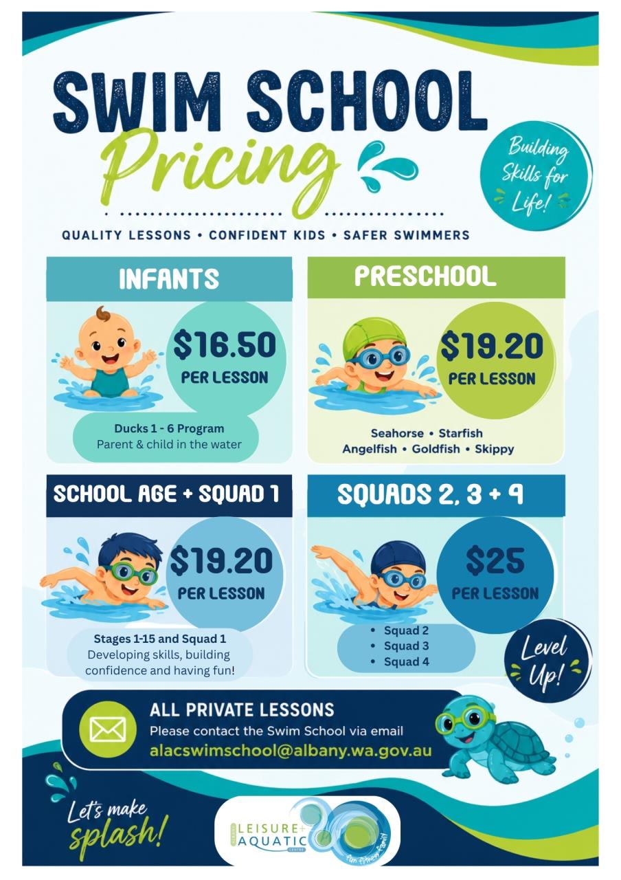 Swim School Pricing 26/27