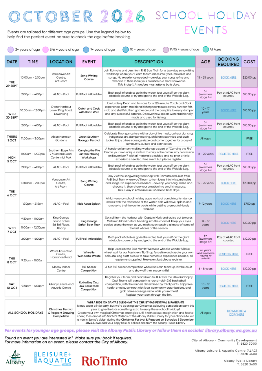 October School Holiday Events